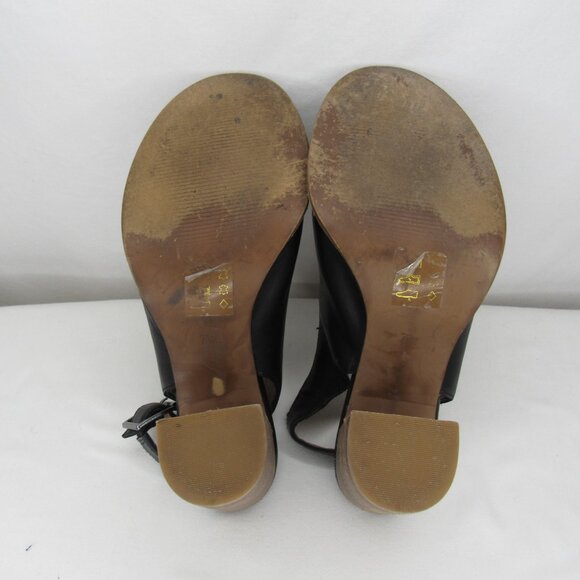 Madewell THE CARY Black Leather Slingback Peep Toe Heel Sandal Women's 7.5 - Picture 5 of 7